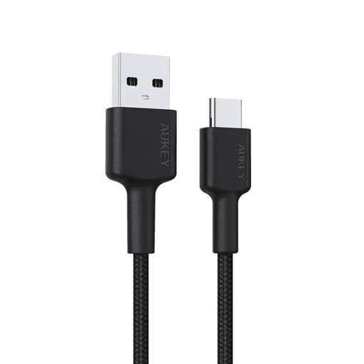 صورة أوكي كيبل مضفر شحن و مزامنة USB-A إلى USB-C طول 0.9م CD30 - أسود