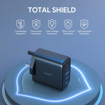 صورة أوكي أومنيا 2 شاحن جداري USB-C PD بقدرة 65 واط 3 مداخل بتقنية GaN للشحن الآمن السريع PA-B6T أسود