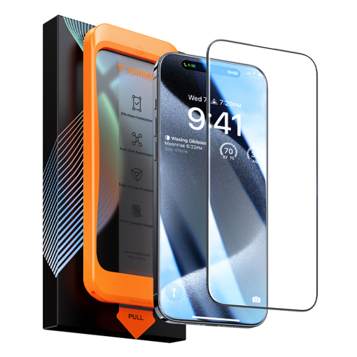 صورة توراس حافظة شاشة آيفون 15 برو لون شفاف - Install Master