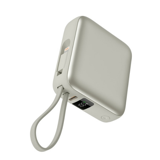 Picture of iOsuite mini size Power Bank 10,000 mAh PD 22.5W Fast Charging with Type C cable and Lightning cable and 1*USB C Port - Silver - Special Offer