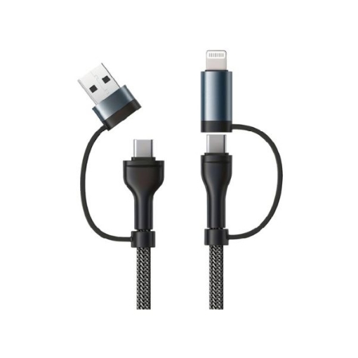 صورة آي أو سويت وصلة 4 في 1 من يو اس بي ايه وتايب سي إلى تايب سي ولايتننج 1.2 متر- لون أسود